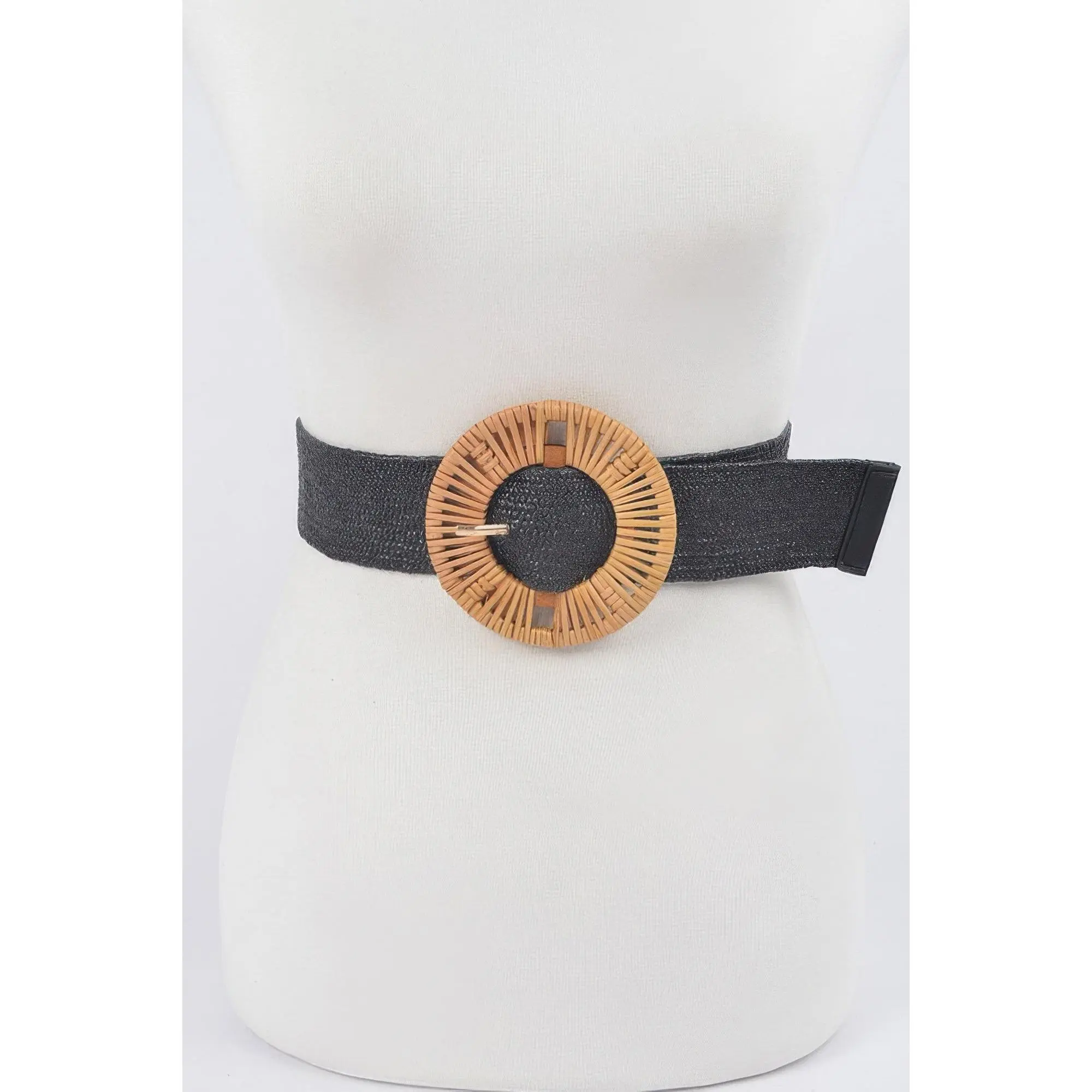 Nature Inspired Women's Handmade Bamboo Buckle Belt - Plus Size Stretch Design, Natural Texture, Fashion Clothes Accessory for Women, Nature Inspired Women's Belts