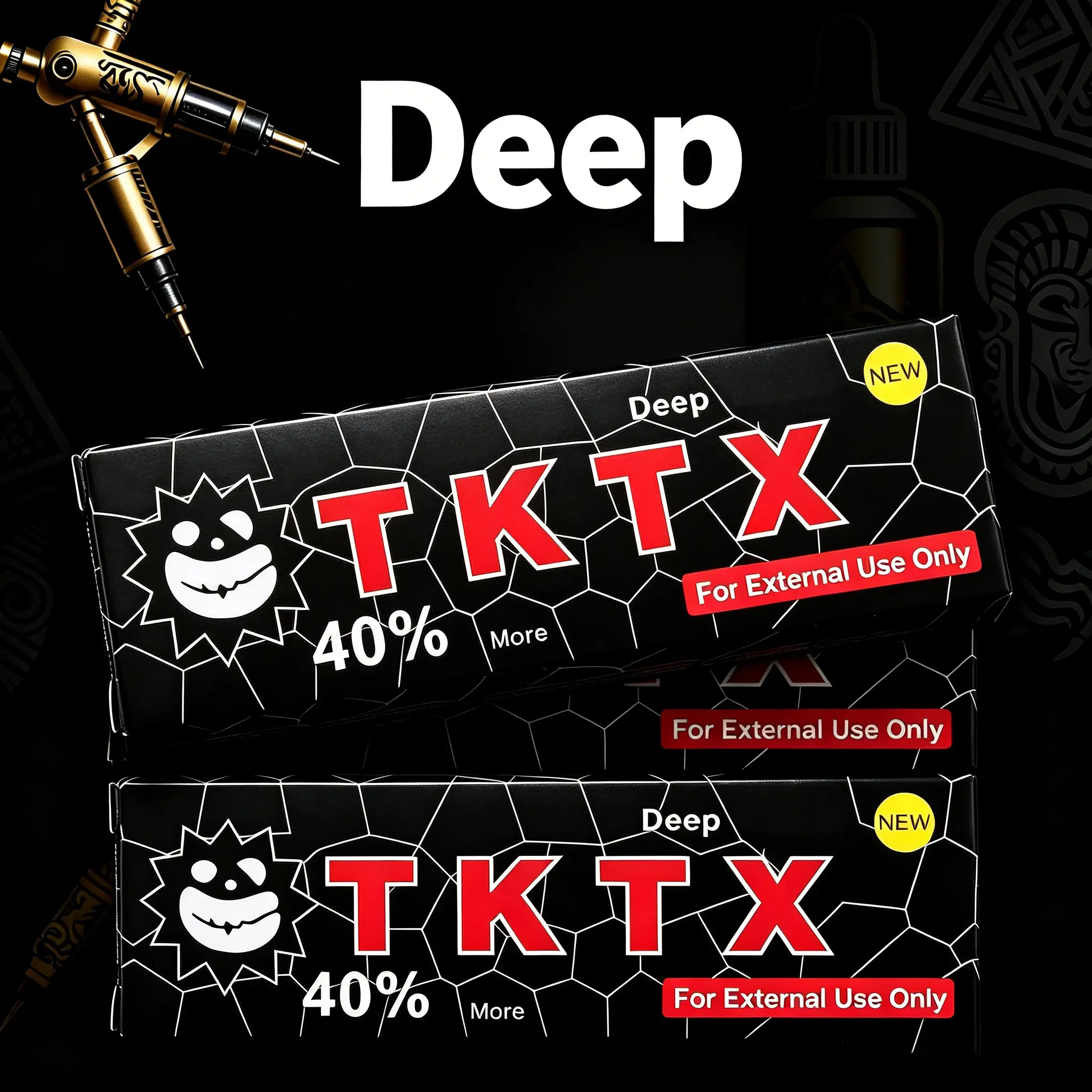 40% Maximum Strength Numbing Cream (10g*2 Pack), Deep TKTK Black Topical Anesthetic Cream, Long-Lasting 4-8 Hours Painless Tattoo Supplies for Microblading PMU Piercing, Safe External Use Only
