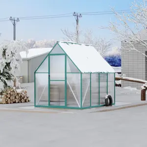 Garvee 6x7 FT Outdoor Greenhouse with Roof Vent - Heavy Duty Aluminum Polycarbonate Greenhouse, Easy Assembly, Lockable Door, for Patio, Backyard, Garden