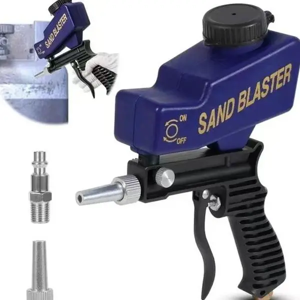 Lightweight Handheld Pneumatic Sandblasting Gun Tool with Trigger Control - Oil Stain Removal, Rust Debris Elimination, Metal Surface/Tool Maintenance, Portable Gravity Blaster, Great for DIY Use & DIY Repairs/Shop Upkeep, Great For Diy Repairs And Shop U