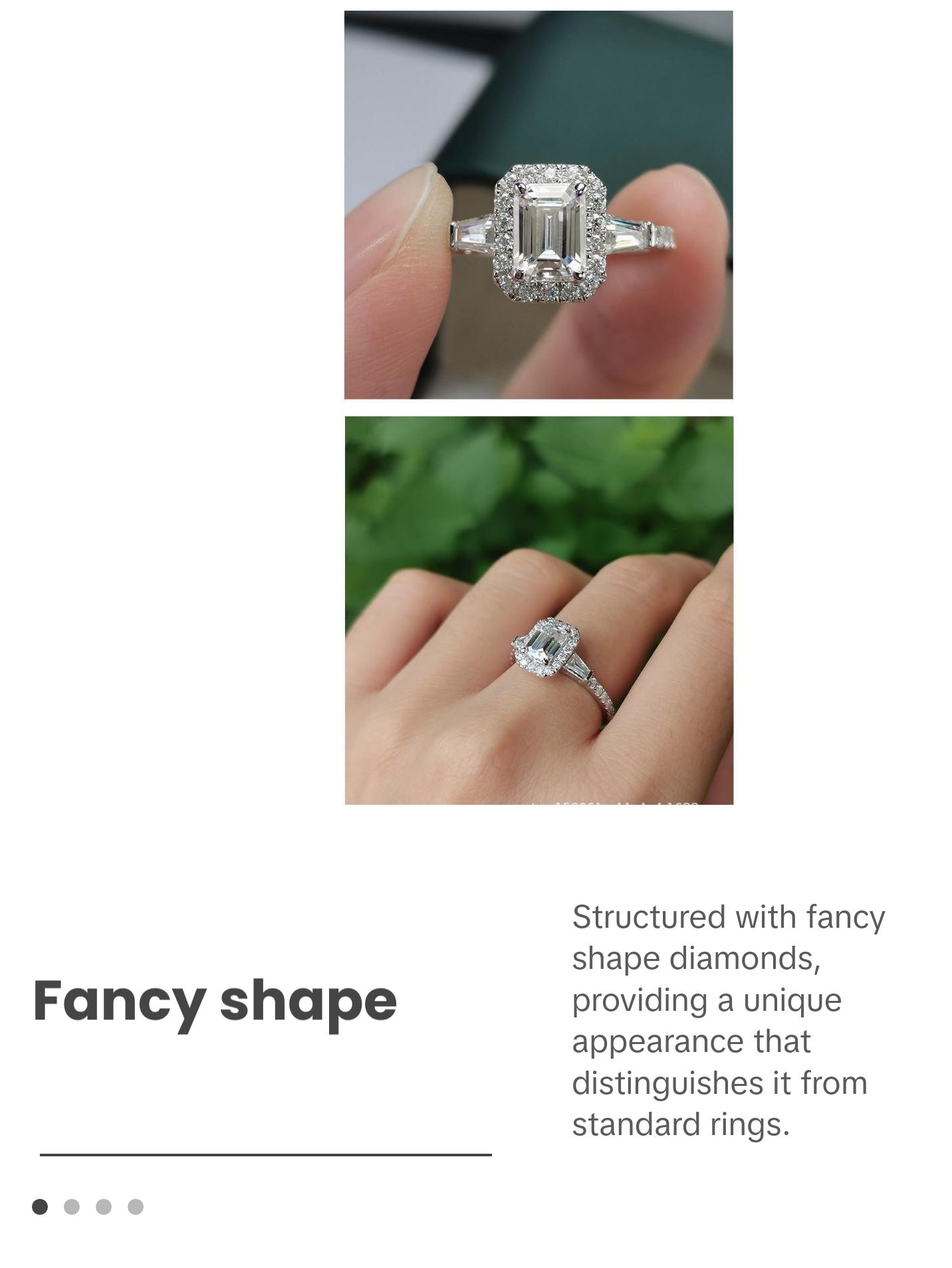 925 Sterling Silver D-color Emerald Cut Moissanite Ring