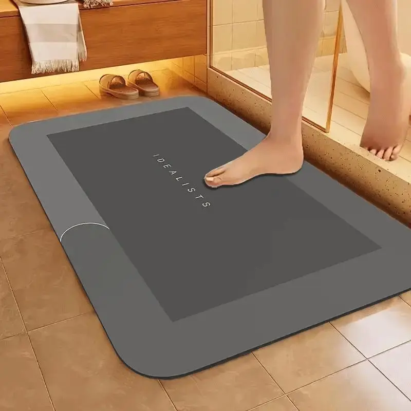 Premium Quick-Dry Bathroom Mat - Ultra-Absorbent Thin Diatomite Bath Mat-Rubber Backing Non-Slip, Machine Washable, and Mildew-Resistant Rug for Shower, Kitchen, Laundry Room,and More with Geometric Design and Easy CleaningIdeal Gift for Father's Day gift