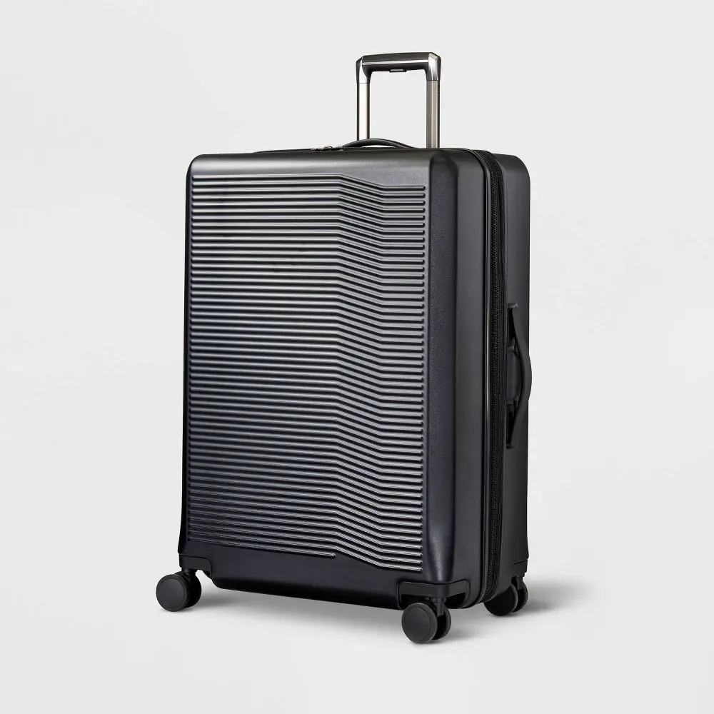 Open Story Signature Hardside Large Checked Spinner Luggage - Matte Black