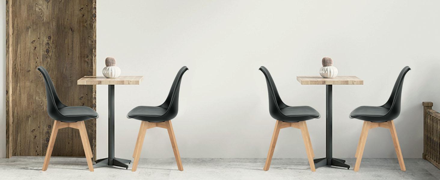 Dining Chairs Set of 4 Mid-Century Modern Dinning Chairs, Living Room Bedroom Outdoor Lounge Chair PU Leather Cushion and Wood Legs