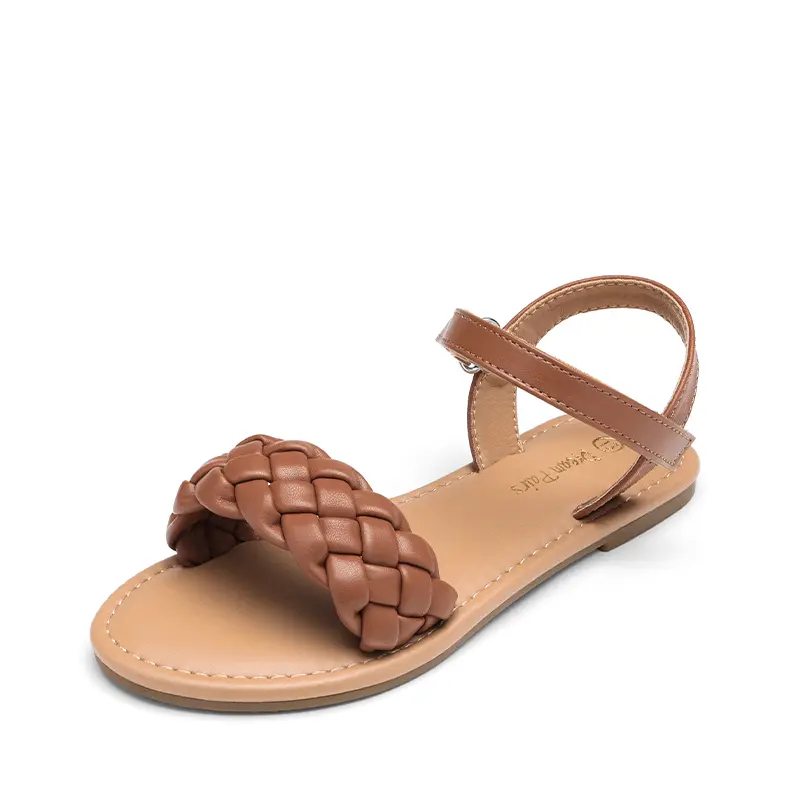 DREAM PAIRS Girls' Braided Non-Slip Flat Sandals - 7-8 Years Fashionable Little Girl Sandals, Kids' Fashion Footwear, Fashionable Sandals