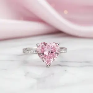3.5 Carat Heart-shaped Pink Diamond Option Bridal Engagement Ring