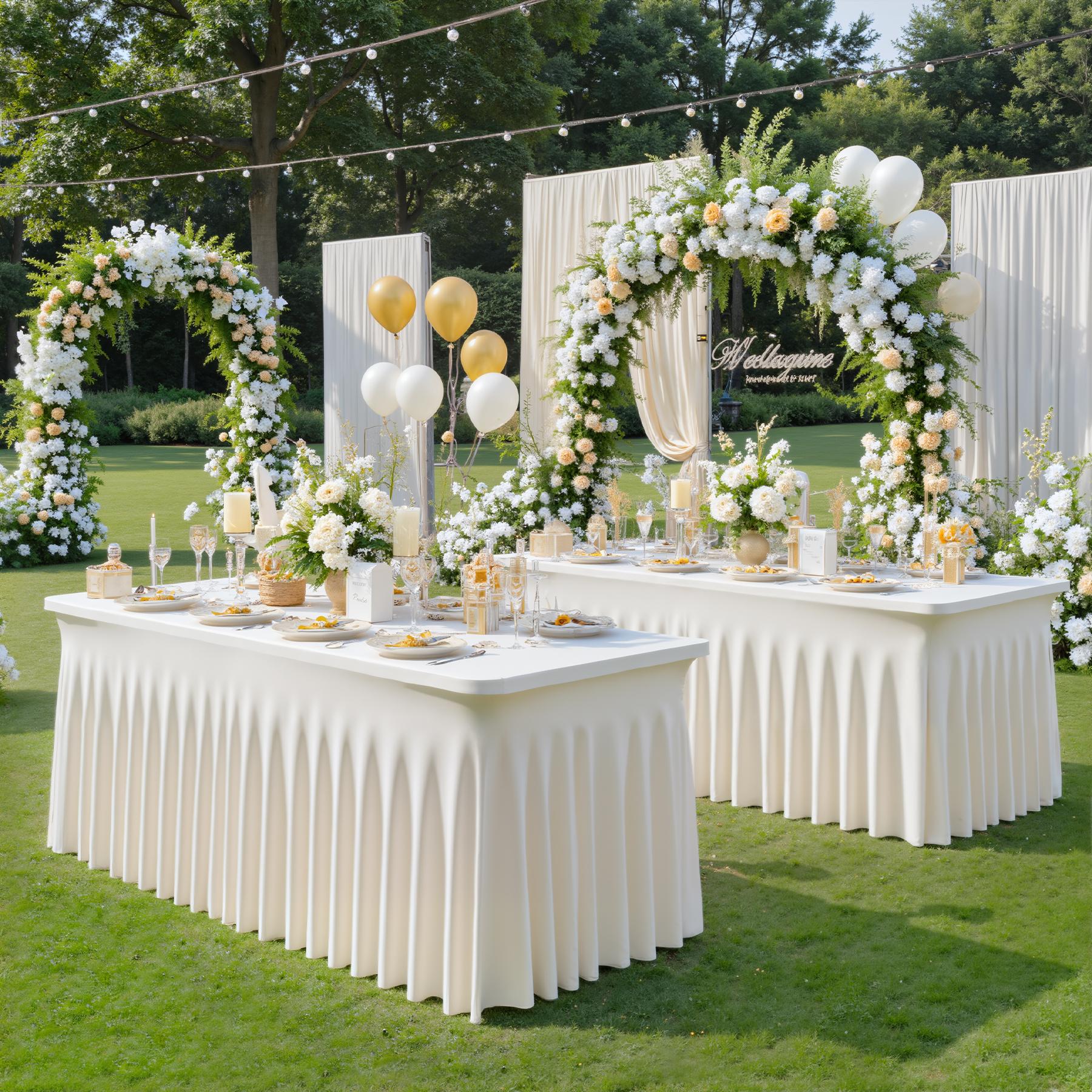 2 Pack Spandex Christmas Tablecloths for 4/6/8FT Rectangle Tables Stretch Wrinkle-Free Table Covers with Skirt for Holiday Parties Weddings & Banquets 2 Pack Spandex Christmas Tablecloths for 4/6/8FT Rectangle Tables Stretch Wrinkle-Free Table Covers with Skirt for Holiday Parties Weddings & Banquets