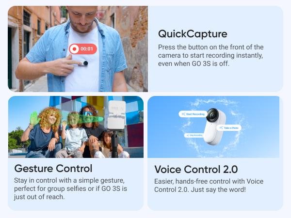 Insta360 GO 3S - 128 GB 4K Tiny Portable Vlogging Camera, Hands-Free POVs, Mount Anywhere, Stabilization, 140 Min Battery Life, 10m Waterproof, Apple Find My, Pet POV