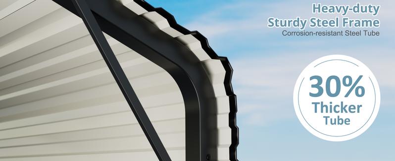 Metal Carport - Enhanced Base Outdoor Heavy Duty Garage Galvanized Car Shelter for Pickup, Boat, Car And Tractors