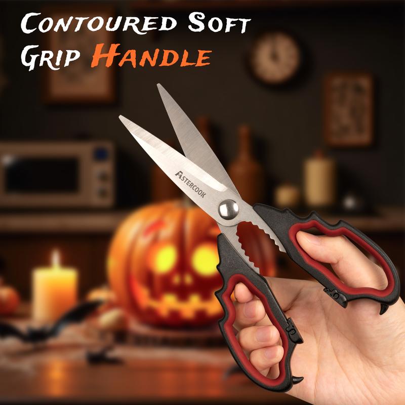 【TikTokShopBlackFriday】Astercook Kitchen Scissors, Gothic Skull Design, Heavy Duty Stainless Steel, Dishwasher Cleanable. Perfect for handling food, chicken bones, and turkey – the perfect gift!y Favor