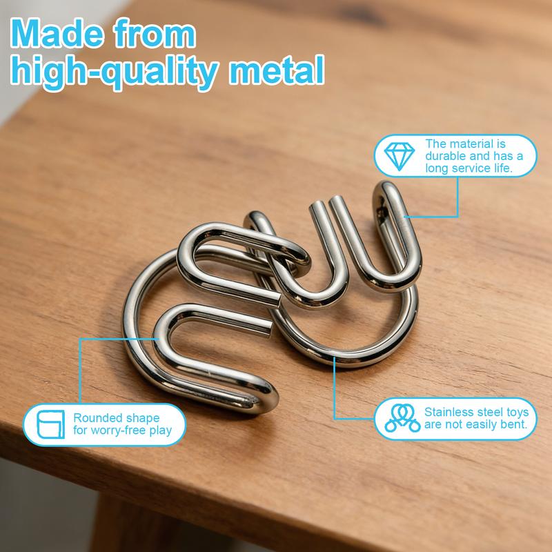 24pcs Metal Wire Puzzle Set, Brain Teaser IQ Test Disentanglemen Iron Link Unlock Interlock Game Ring Magic Trick for Party Favor Kids Adults Challenge, Holiday Gift Ideas 24pcs Metal Wire Puzzle Set, Brain Teaser IQ Test Disentanglemen Iron Link Unlock Interlock Game Ring Magic Trick for Party Favor Kids Adults Challenge, Holiday Gift Ideas
