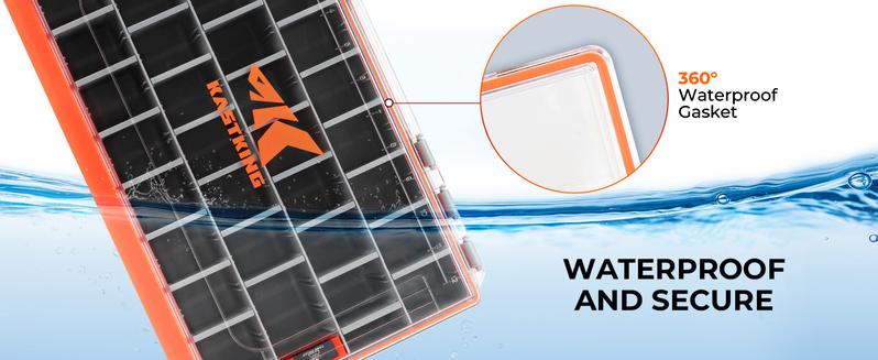 KastKing HyperSeal Waterproof Tackle Box, 3700 Deep Tackle Trays, Fishing Tackle Box Organizer With Removable Dividers, Fishing Gear & Fishing Accessories Storage