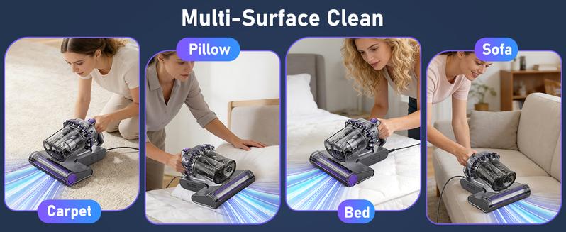 V VOCESOR Mattress Vacuum Cleaner for Removing Dust Mites, Smart Bed Vacuum with UV-C Light&Hot Air Drying&Aromatherapy&LED Display, 16Kpa Strong Suction&HEPA Filtration, Deep Cleaning Machine for Bed Sofa Couch, Perfect Gift