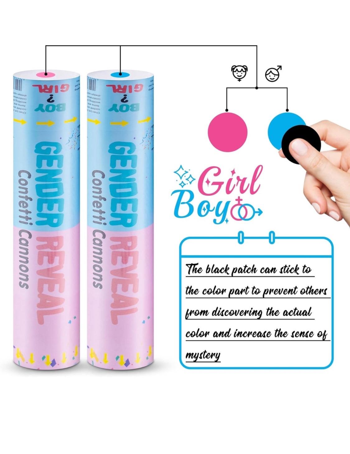 Gender reveal Party celebrations Confetti Powder  ColorfulCannon,12Inch Biodegradable Confetti Poppers 4 Pack Multicolor Party Poppers Confetti Shooters, Air Compressed Party Poppers for Graduation New Years Eve Birthday Wedding Indoor and Outdoor Burst