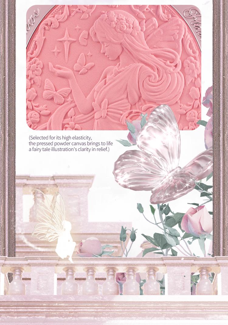 Flower Knows Midsummer Fairytales Collection Embossed Blush, Floral Velvet Embossed Blush Powder, Brightening Velvet Blush Makeup for All Skin Types, #Summervibes