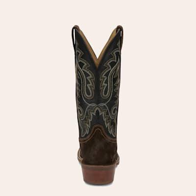 Justin Men’s Frontier Brown Suede & Black Goat Punchy Toe Cowboy Boots