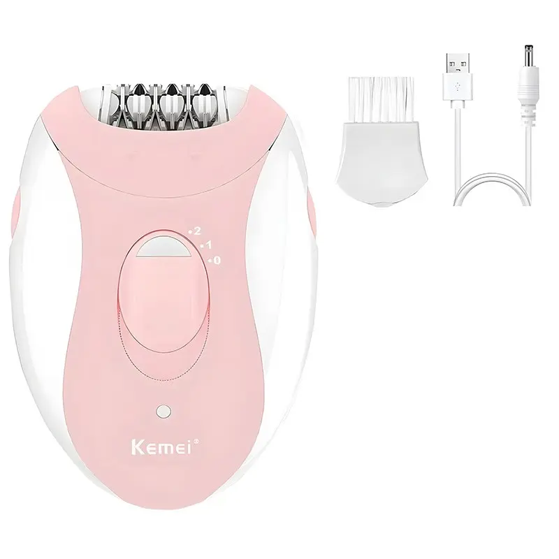 Kemei Km-189b USB Rechargeable Women's Electric Personal Grooming Hair Removal Device, Compact Portable Waterproof Epilator, Lightweight Design