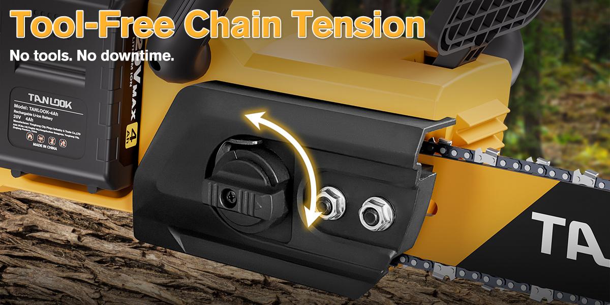 TANLOOK 16 Inch Cordless Chainsaw, 20V Brushless Electric Chainsaw with 2 Batteries, Safety Switch & Dust Baffle for Tree Felling, Wood Cutting, Pruning & Firewood TANLOOK 16 Inch Cordless Chainsaw, 20V Brushless Electric Chainsaw with 2 Batteries, Safety Switch & Dust Baffle for Tree Felling, Wood Cutting, Pruning & Firewood