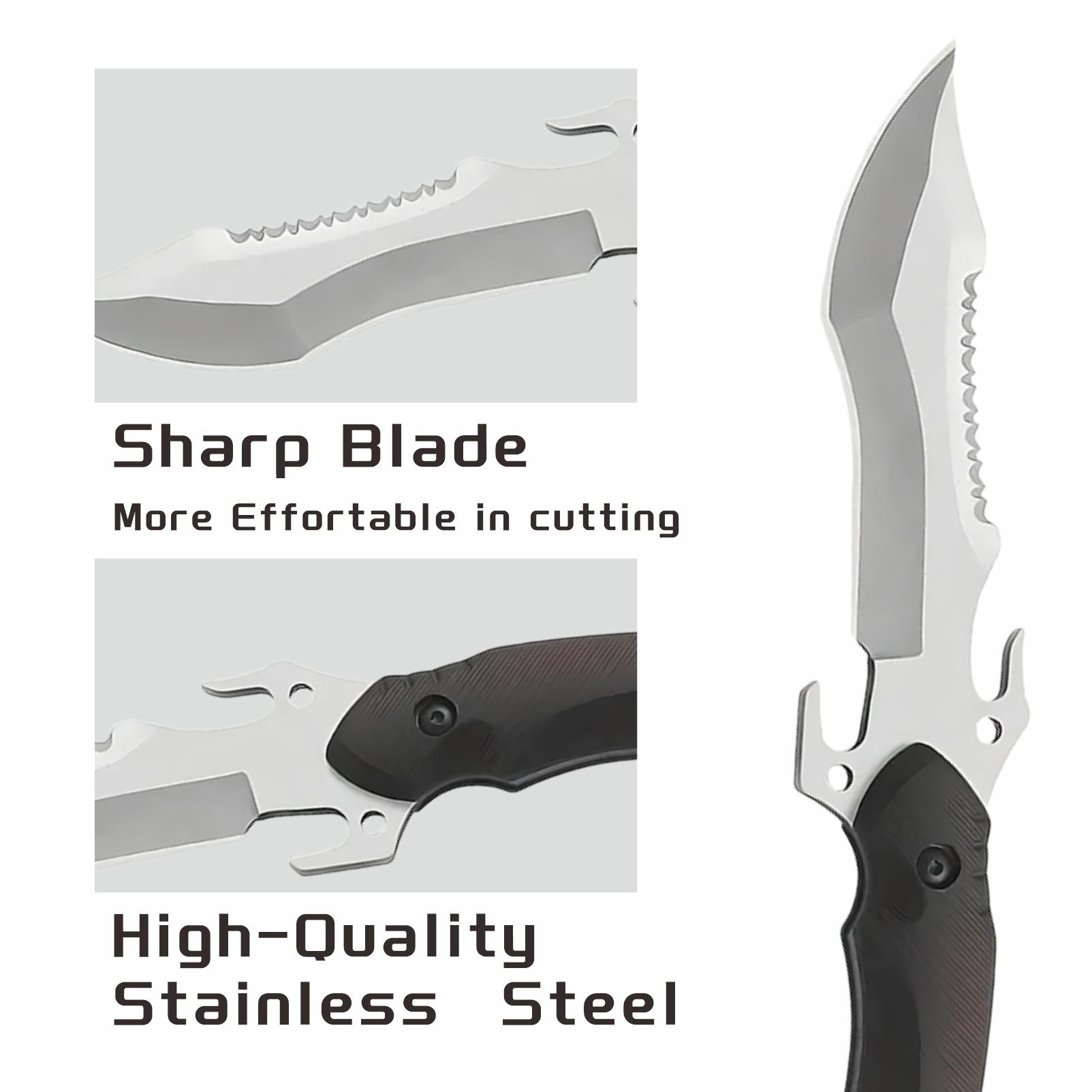 10-Inch Forged Camping Knife (with Sheath) – Stainless Steel Boning & Butcher Knife, Multipurpose Meat-Cutting Knife for Kitchen, Camping & Outdoor BBQ