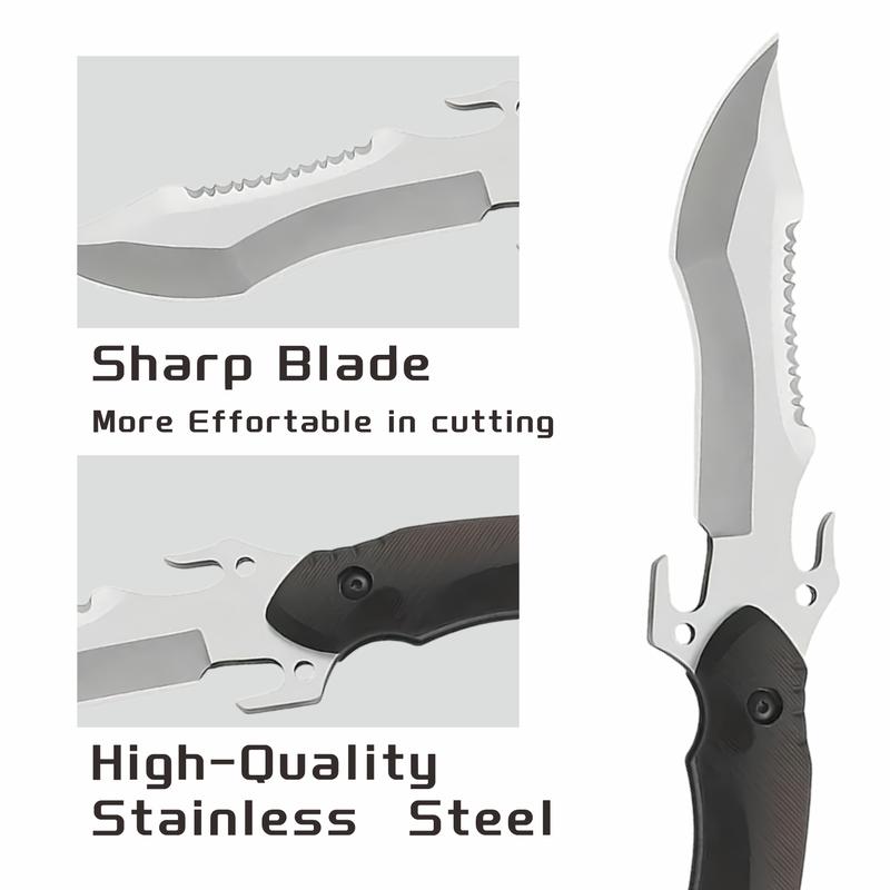 10-Inch Forged Camping Knife (with Sheath) – Stainless Steel Boning & Butcher Knife, Multipurpose Meat-Cutting Knife for Kitchen, Camping & Outdoor BBQ