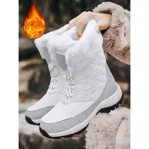 Women's High-Quality Winter Outdoor Snow Boots, Waterproof Walking Comfortable Mid-Calf Warm Fuzzy Hiking Shoes for Daily Wear