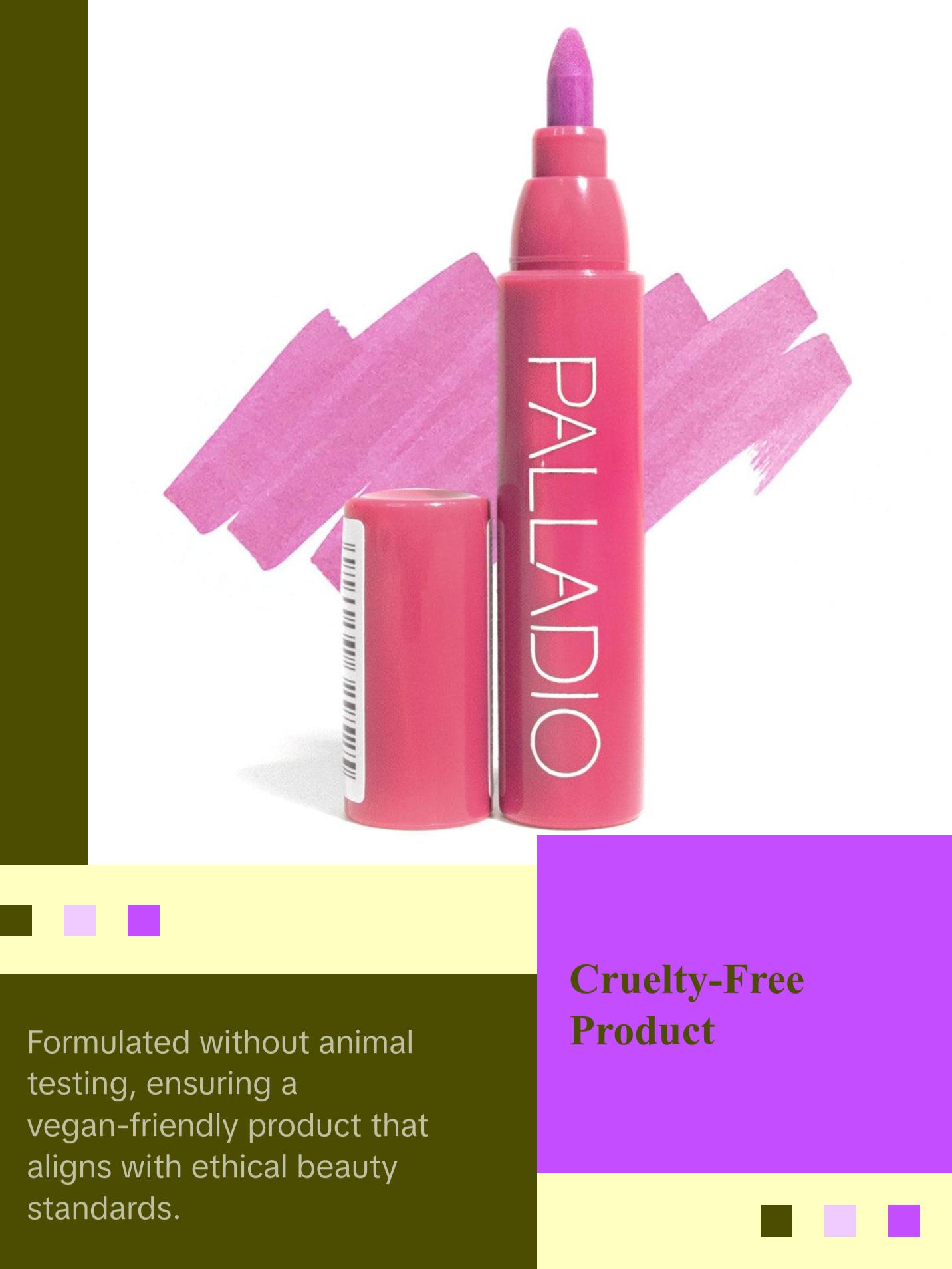 Palladio Lip Stain, Hydrating and Waterproof Formula, Matte Color Look, Longlasting All Day Wear Lip Color, Smudge Proof Natural Finish, Precise Chisel Tip Marker