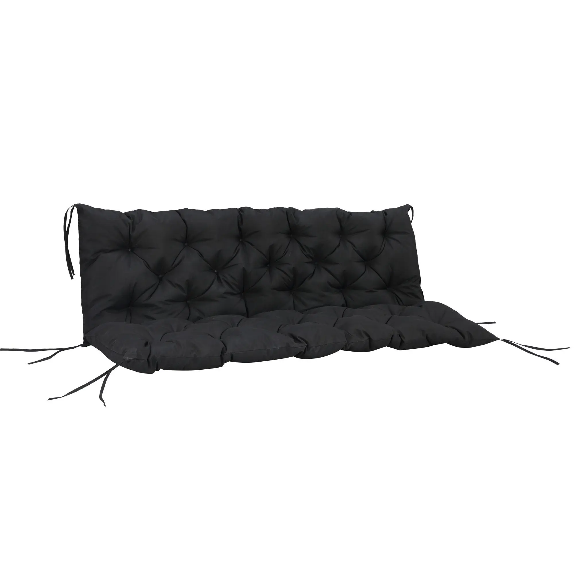 Outsunny 59" x 38" Tufted Bench Cushion for Outdoor Furniture, 3-Seater Replacement for Swing Chair, Patio Sofa/Couch, Overstuffed, Includes Backrest, Dark Blue