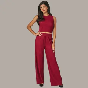 Juliette Crinkle Material Comfy Set Womenswear Top & Pants
