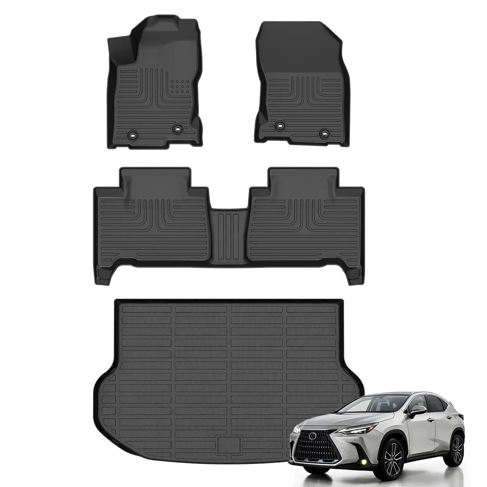 COLANAT Floor Mats & Cargo Liner Set for Lexus RX 2010-2015 (Fits RX350, RX450h) 5-Seat SUV, Anti-Slip, Waterproof, Heavy-Duty Set, High Edge Design, Odorless, Protects Car Floor, All-Weather Car Interior Accessories