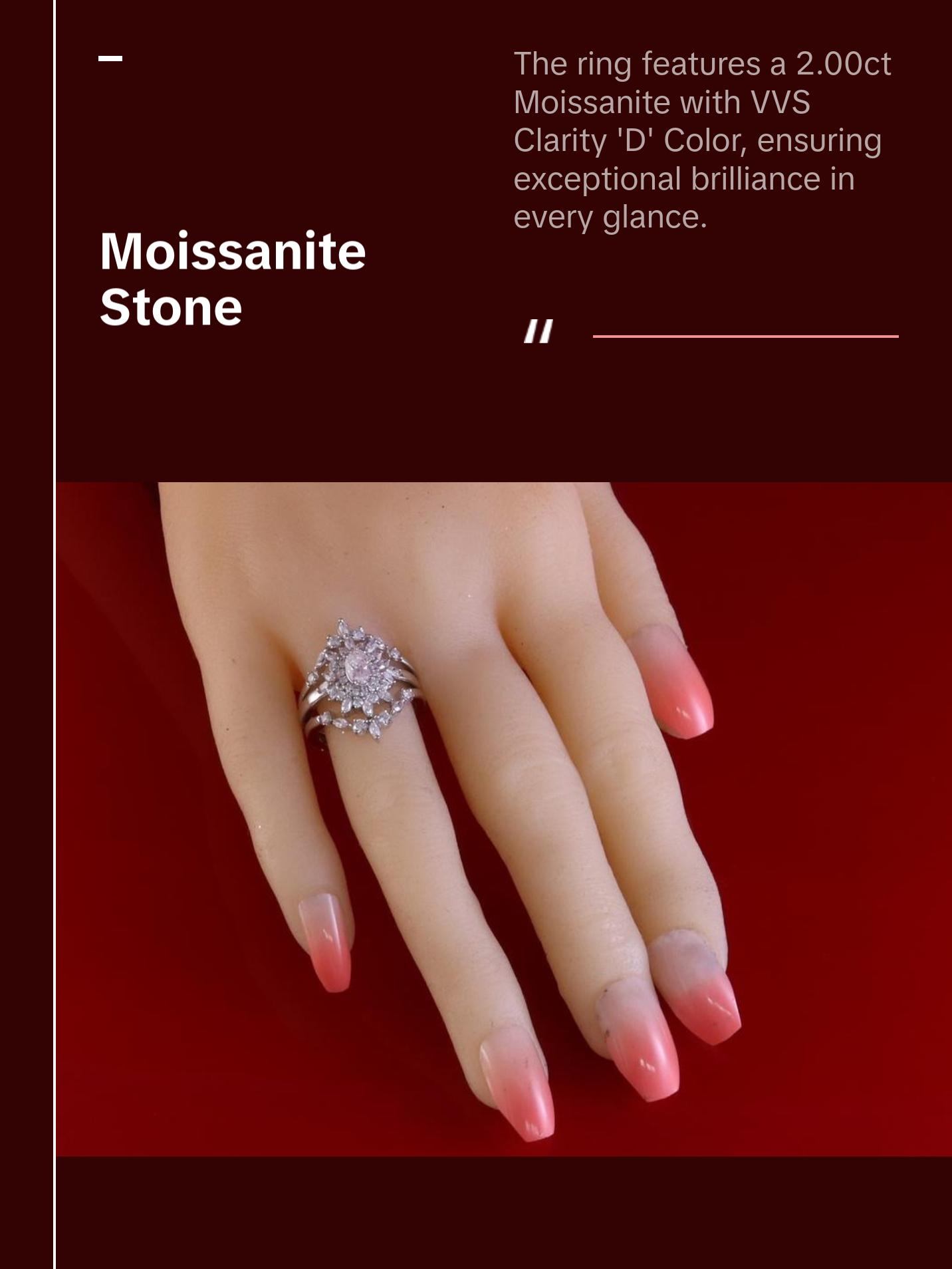 King Of Blings Engagement Ring Enhancer Guard Wrap Insert 2CT Moissanite 925 Silver White SZ7