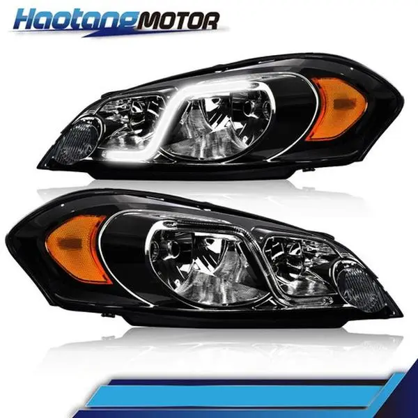 CROSSDESIGN Chrome LED DRL Headlights Lamps Fit For 2006-2013 Chevy Impala/06-07 Monte Carlo, Led Front Lights, Led Headlight Bulbs