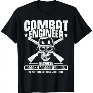 Cotton Graphic Tees Streetwear Gifts  Combat Engineering Decal US Army Combat Engineer T-Shirt