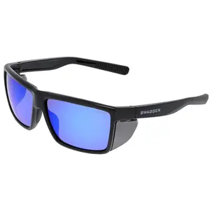 MCR Swagger SR218B Black Safety Glasses Blue Diamond Mirror Lenses