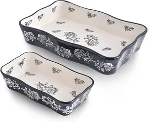Baking Dish Casserole Dish Ceramic Lasagna Pan 2-Pcs Bakeware Sets