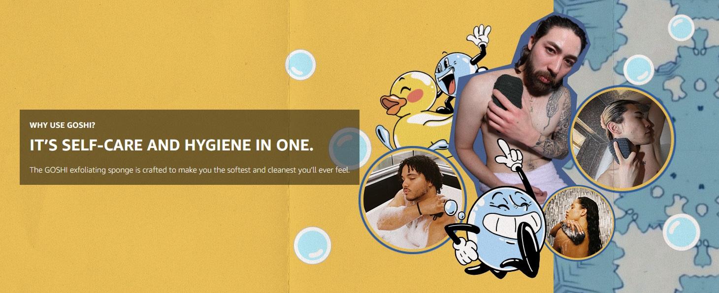 GOSHI Exfoliating Shower Sponge - Rip-Resistant, Rapid-Drying Exfoliating Bath Sponge for All Skin Types - Made in Japan