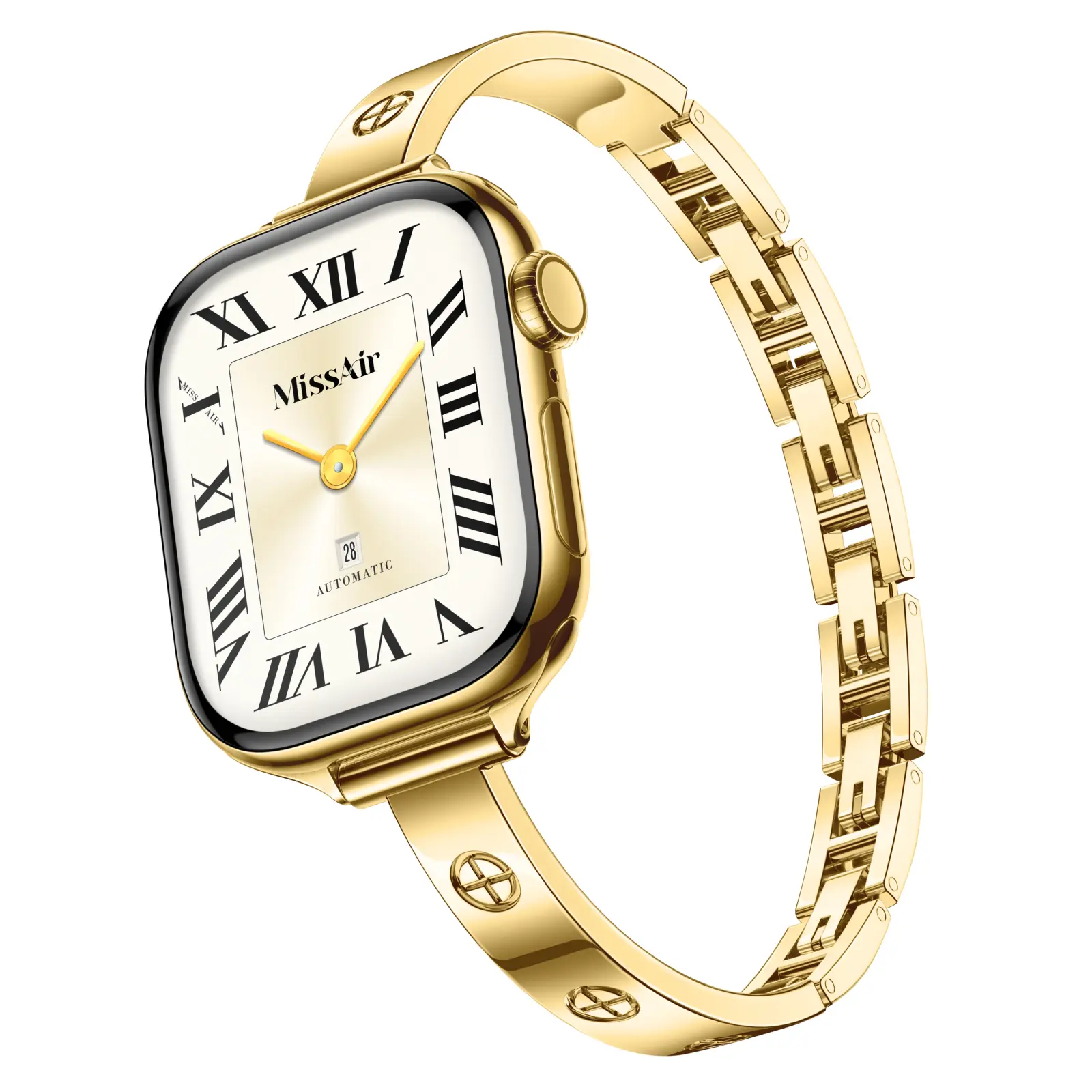 Missair 316L Stainless Steel Slim Crosslet Bracelet Band Compatible with Apple Watch 38/40/41/42/44/45/46/49mm, Adjustable Women’s Love Series Metal Strap