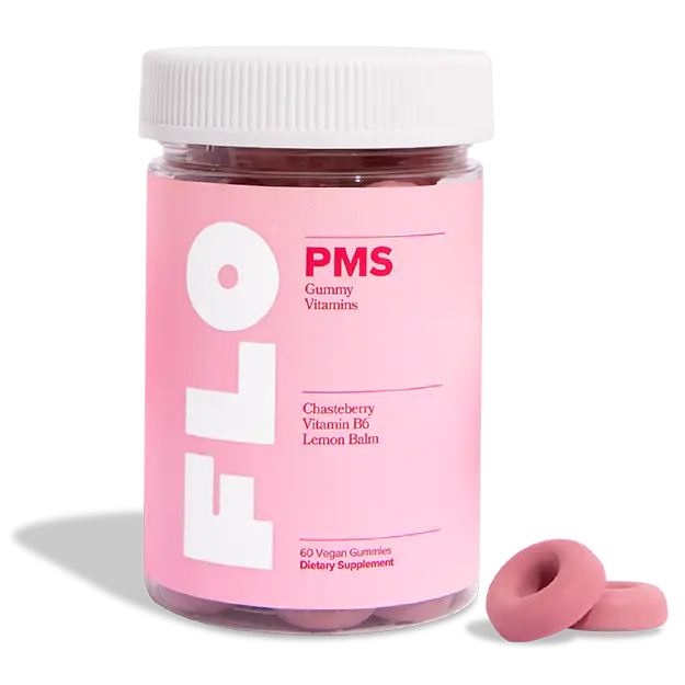 FLO PMS Gummies for Women, 30 Servings (Pack of 1) - Proactive PMS Relief - Targets Hormonal Breakouts, Bloating, Cramps, & Mood Swings with Chasteberry, Vitamin B6, & Lemon Balm