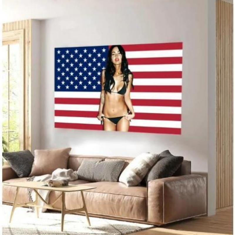 Megan FOox American FlagPersonalize 3'x5' Flag, Megan Fox US  Tapestry Men's RoomFlag, Girl Flag Durable Polyester forIndoor/Outdoor Display  Decor Decoration