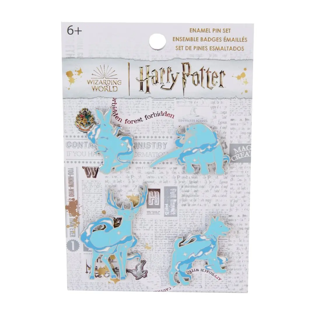 Harry Potter Patronus Enamel Pin Set, 4-Pack Decorative Accessories for Fans, for Jackets & Bags, Brooches, Detailed Pins, Metal Enamel, Unisex Wear, Decorative Accessory, Fashion, Incredible Detail, Lapel, Patronuses