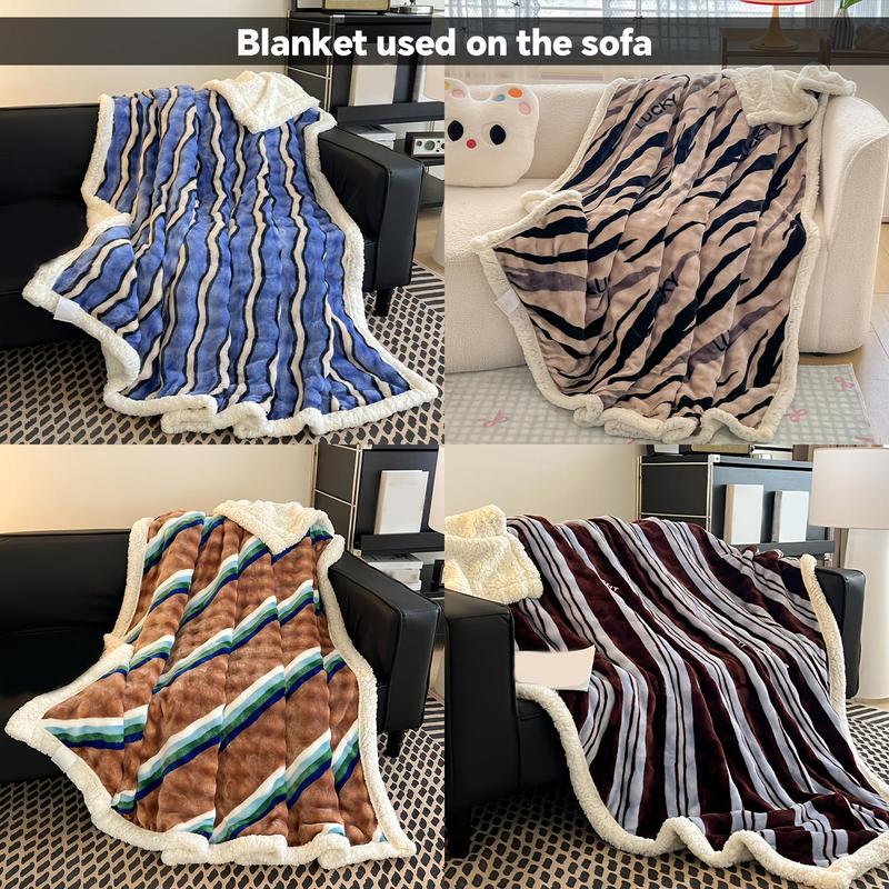 Heavy duty flannel bed blanket - super thick all-season soft and warm machine washable luxury bedspread/sofa blanket, neutral plush home decoration (beige/black/white/gray/blue/red and other colors), suitable for cold floors, modern living rooms