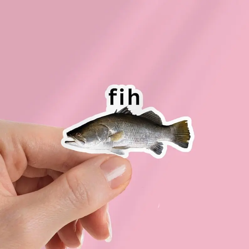 Fih Fish Meme Sticker Funny Vinyl Decal - Stocking Stuffer