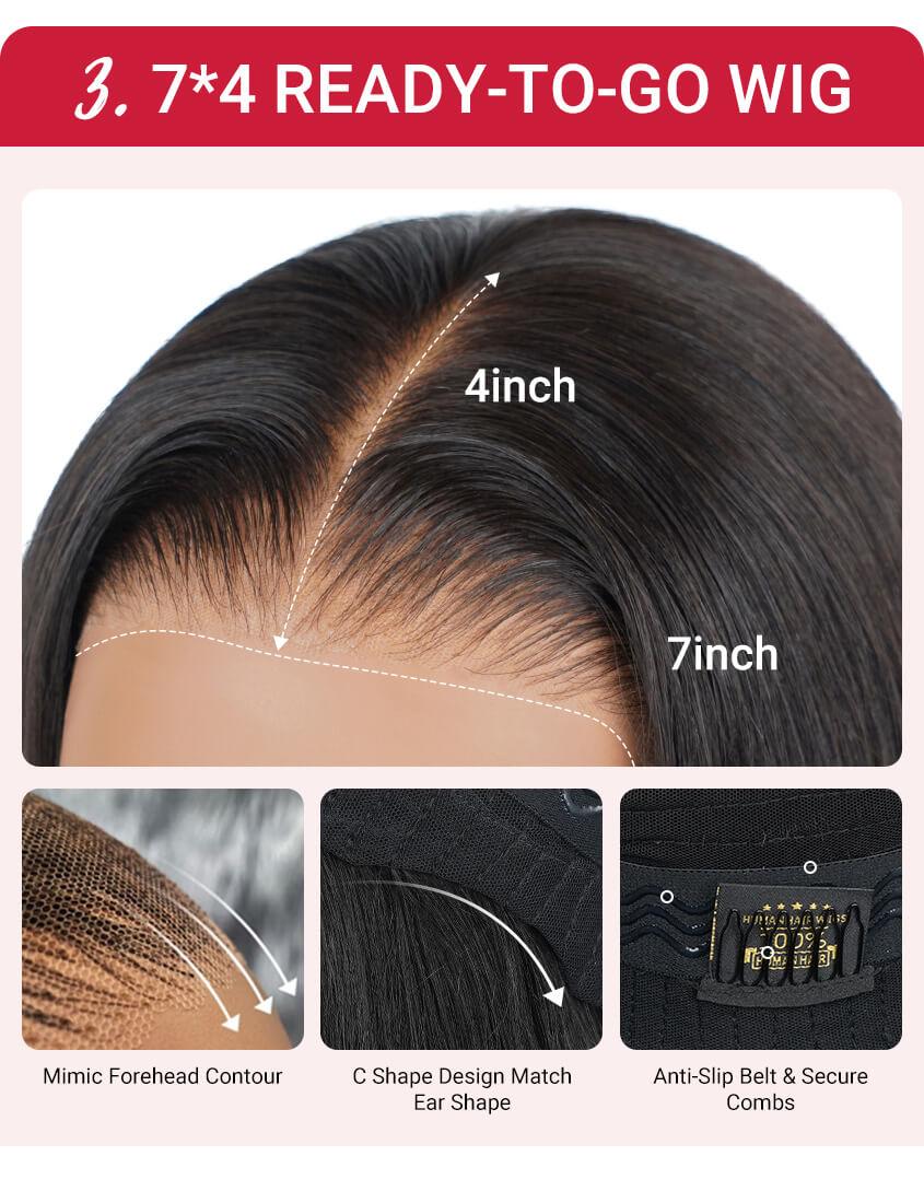 Wiggins Hair Ready To Go Glueless Wig Straight 4x7 & 5x7 Lace Closure Wigs Human Hair Pre Cut Pre Bleached 13x4 Lace Front Wigs Pre Plucked