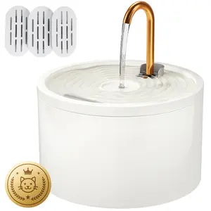 2.1L Ceramic Cat Fountain D02 Ultra-Quiet Easy-Clean Automatic Water Bowl Feeder with Dual Filtration System BPA-Free Natural Craftsmanship|Wired plug-in model