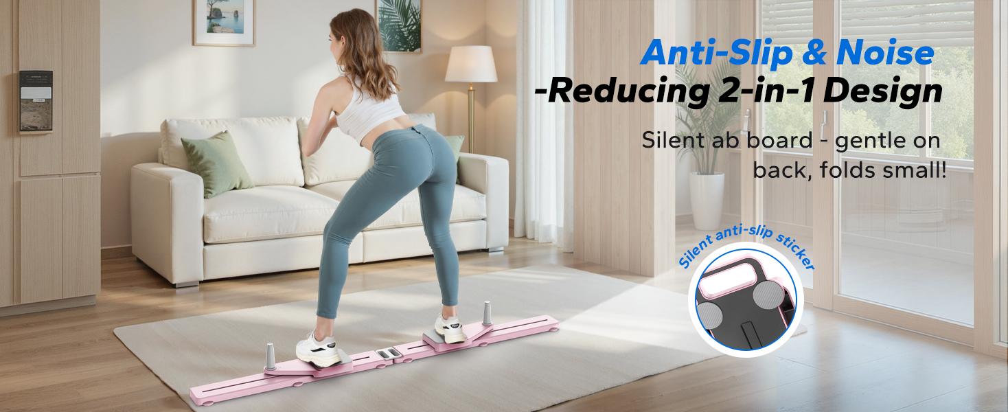 MERACH Multi-functional Adjustable Ab Exercise Board, Split Ab Slide Roller Board, Home Pilates Reformer with Knee Mat for Home Gym Core & Ab Strength Training, Abdominal Crunch Machine