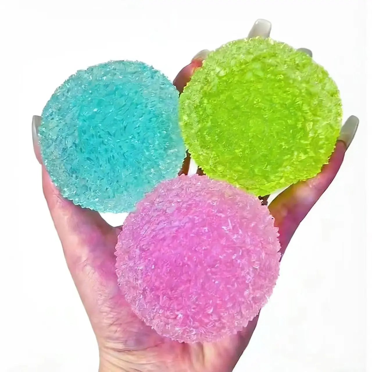 1/3PCS Crystal Mochi Squishy Ball Squishies, Soft-Textured Squeeze Fidget Toys, Handmade TPR Stress Relief Toy for Kids, Perfect Gift, Fidgets Toys tiktokshopspringglowup