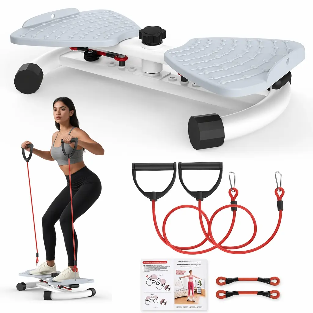 Waist Twister Balance Board Core Workout Machine, 300 lbs Capacity Smooth Noiseless Compact Gym Workout Equipment with Anti-Skid Surface, Elastic Ropes for Home Gym Portable Toning, Multifunctional Fitness Tool
