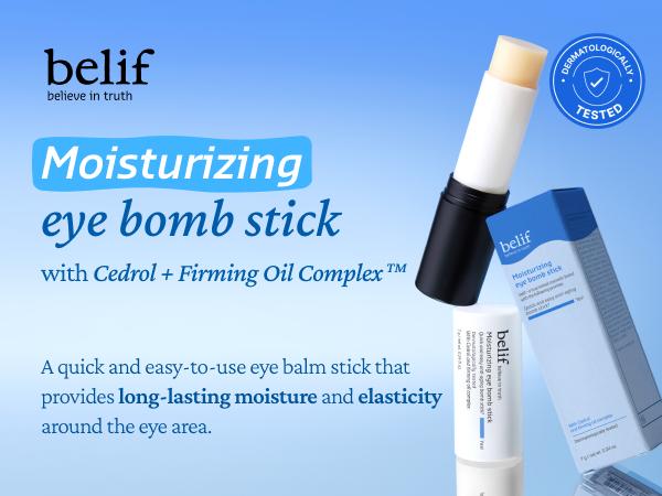 belif Moisturizing Eye Bomb Stick Eyecream Firms and Reduces Fine Lines & Wrinkles | Radiant Eyes | with Shea Butter & Firming Oil Complex for Hydration & Elasticity | K-Beauty