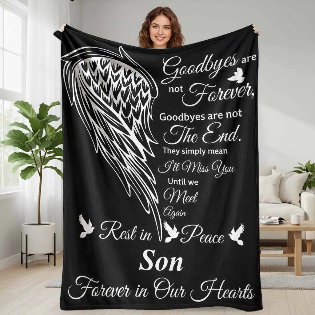 Memorial Angel Wing Flannel Fleece Blanket, Inspirational Quote & Dove Print, Soft Warm Durable Cozy Throw, Heartfelt Gift for Sympathy Remembrance Ceremonies, Ideal for Bedroom Sofa, Flannel Fleece Blankets, Heartfelt Gift Blanket