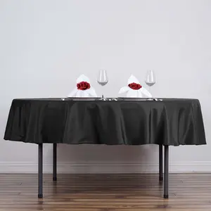 Polyester Round Tablecloth 70" Black - Linen Texture Table Cover