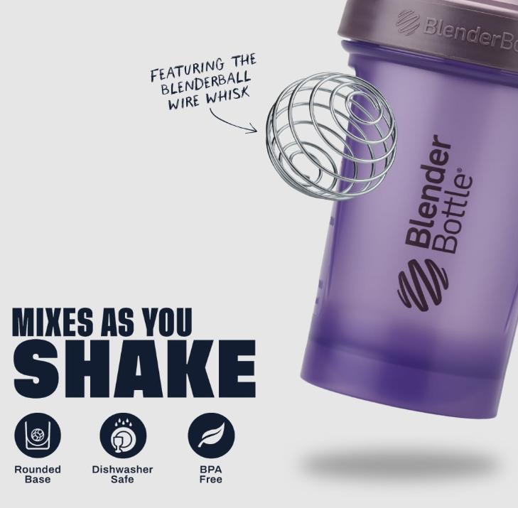 BlenderBottle Classic V2 Shaker Bottle Perfect for Protein Shakes and Pre Workout, 20oz, Full Color Purple